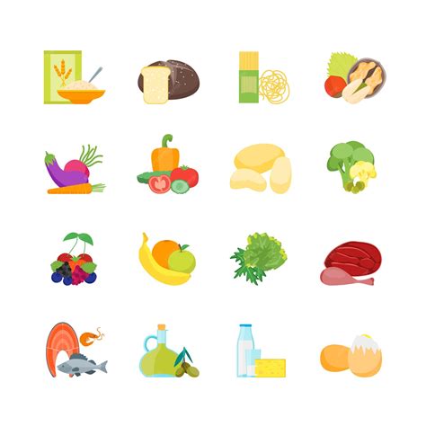 Color De Dibujos Animados Alimentos Saludables Conjunto Dieta