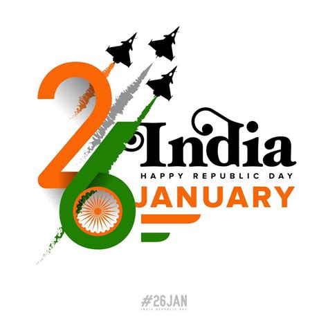 26 January India Republic Day With India Flag Ribbon Jet Fighter Plane