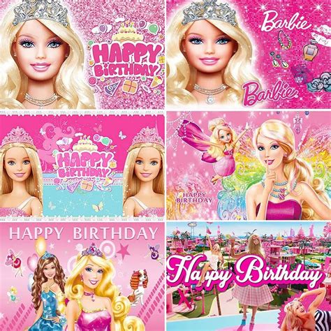 Barbiee Telón De Fondo Para Fiesta De Cumpleaños Cartel Para