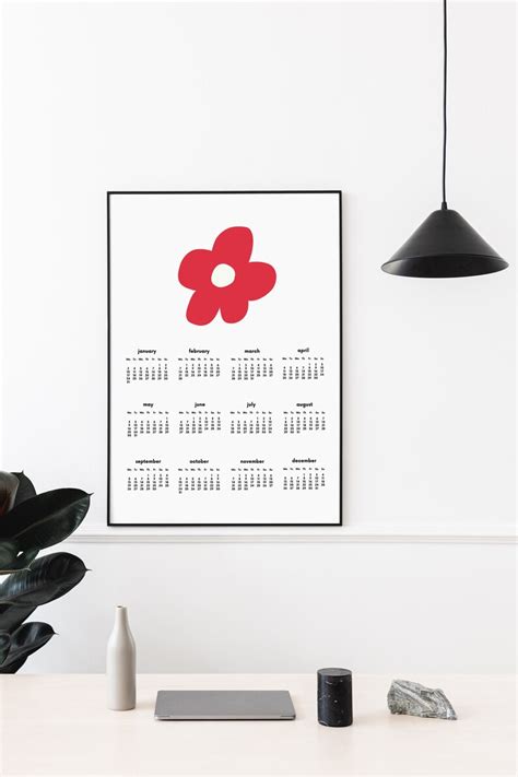 2023 Calendar Digital Printable Pastel Flowers Wall Art Print Etsy Uk