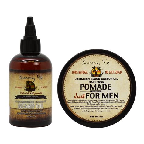 Sunny Isle Jamaican Black Castor Oil Beard Oil And Pomade For Men 4oz Set