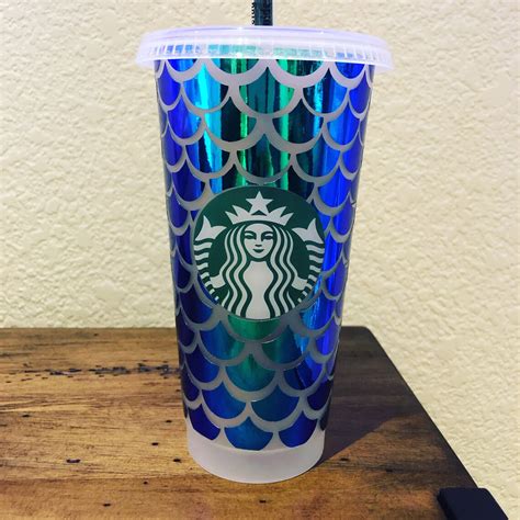 Holographic Mermaid Starbucks Tumbler Etsy