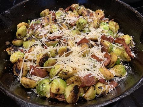 Reviewed by millions of home cooks. Pan Fried Brussels Sprouts with Bacon | The Recipe Bandit