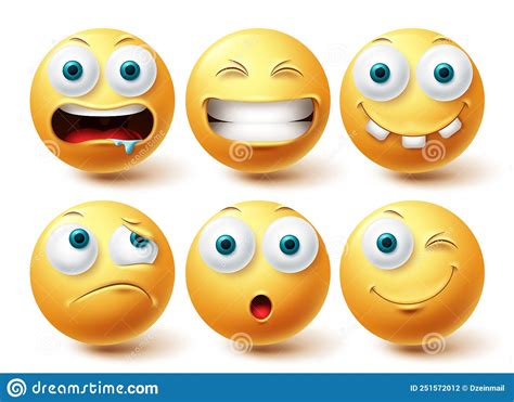 Smiley Funny Emoji Vector Set Smileys Yellow Emoticon Funny Happy And