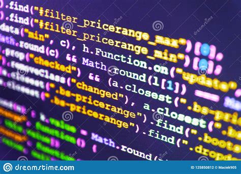Programming Code On Computer Screen. Stock Photo - Image of cloud, code ...