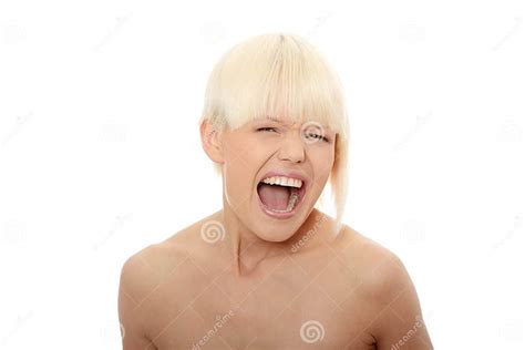 Gorgeous Blonde Female Screaming Stock Image Image Of Isolated Face