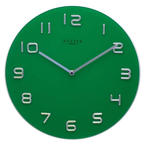 Buy Baxter Round Glass Wall Clock Green 35cm Online Oh Clocks