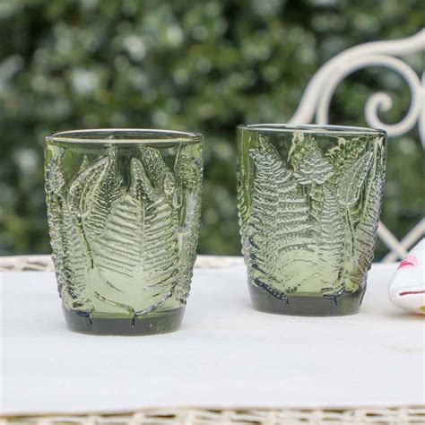 Set Of Two Botanical Leaf Glass Tealight Holders By Dibor