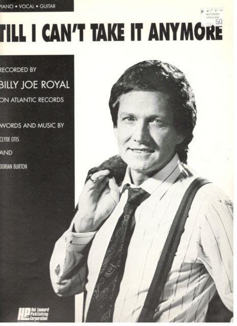 Billy Joe Royal Till I Cant Take It Anymore Sheet Music Pianovocal