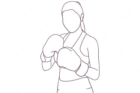 Premium Vector Athletic Woman Wearing Boxing Gloves Hand Drawn Vector