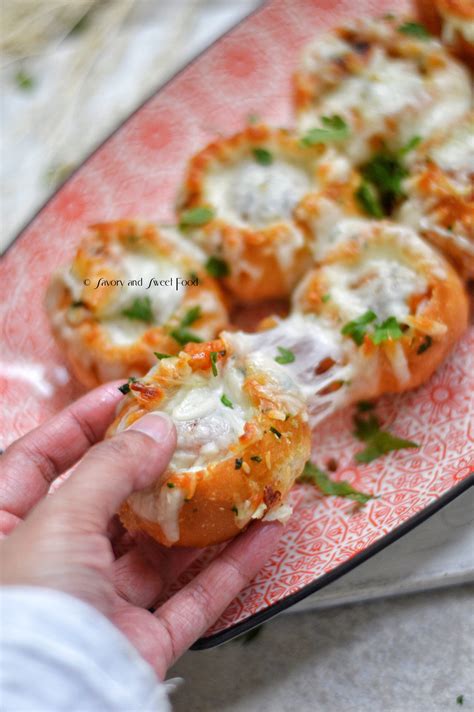 Chicken Meatball Stuffed Cheesy Garlic Rolls Savory Sweetfood