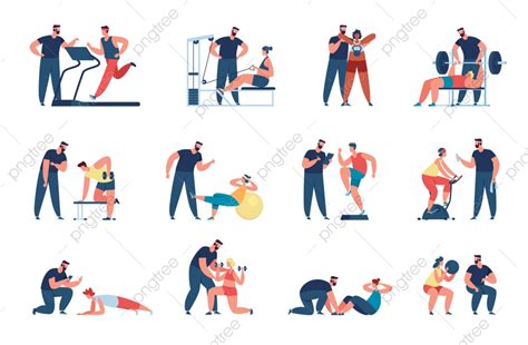 Personal Trainer Vector Hd Png Images Characters Training With