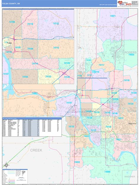 Tulsa County Ok Wall Map Color Cast Style By Marketmaps
