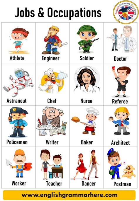 Jobs And Occupations Names With Pictures In English English Grammar