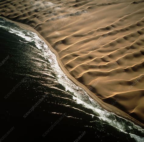 View Of Namib Desert Dunes Meeting The Ocean Stock Image E6200380