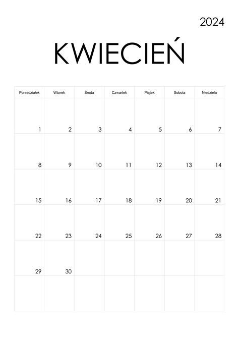 Kalendarz Kwiecień 2024 Kalendarzsu