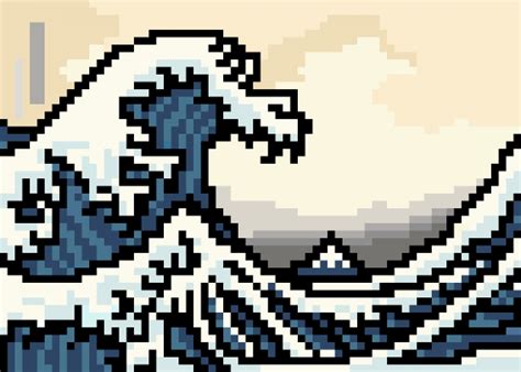 Pixilart Hokusai The Great Wave Pixel Art 3 By Yukkixela