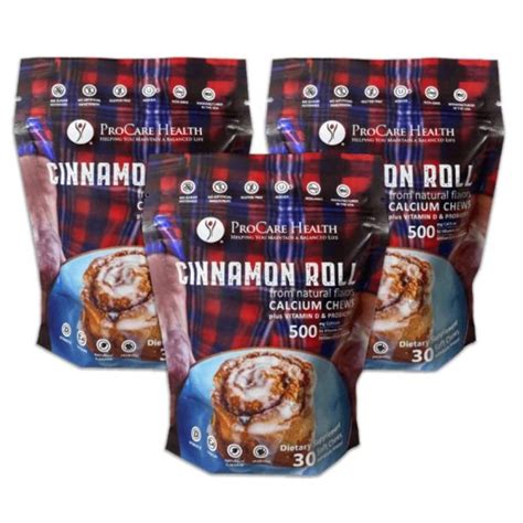Procare Health Calcium Soft Chew 500mg Cinnamon Roll Size 90 Count