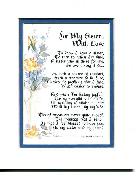 For My Sister With Love Sister Poems Birthday Ts For Sister