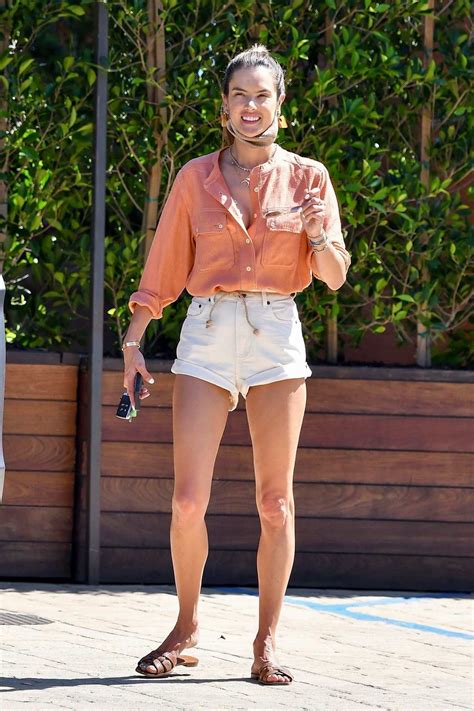 Alessandra Ambrosio Displays Her Long Legs In Denim Shorts While Out For Lunch At Soho House In