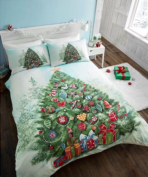 Christmas Tree Quilt Duvet Cover And 2 Pillowcases Bedding Bed Set