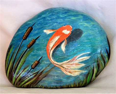Koi Pond Painted Rock Be A Large Biog Image Archive
