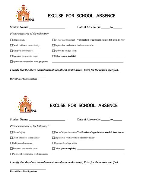 8 Best Images Of Printable For School Absence Excuses School Absence