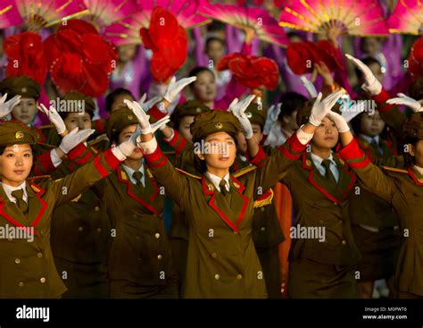 North Korean Women Dressed As Soldiers At Arirang Mass Games In May Day Stadium Pyongan