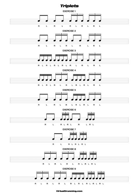 One triplet group is worth one crotchet. Triplets | Virtual Drumming: free drum sheet music downloads