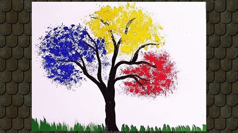 Beautiful Tree Acrylic Painting With Art And Craft Techno Youtube