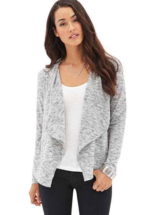 Lyst Forever 21 Contemporary Drape Front Marled Cardigan Youve Been