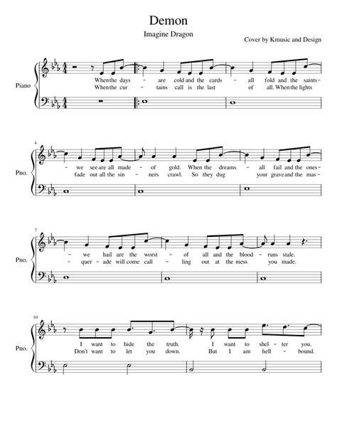 Demon Imagine Dragon Sheet Music For Piano Download Free In Pdf Or
