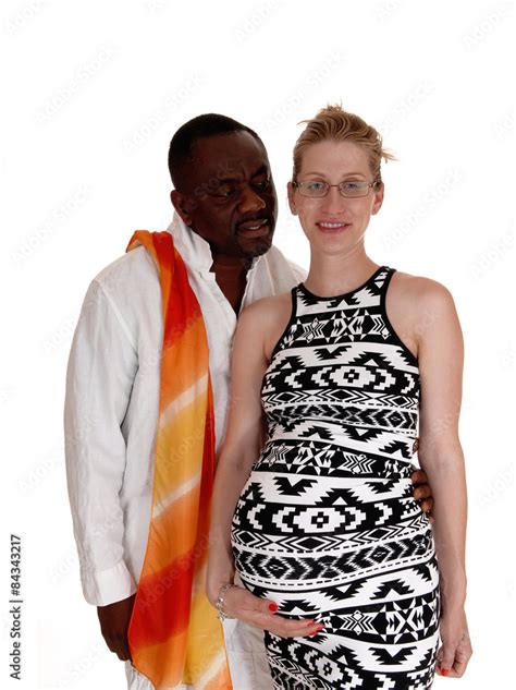Black Man Whit His Pregnant White Woman Stock Photo Adobe Stock