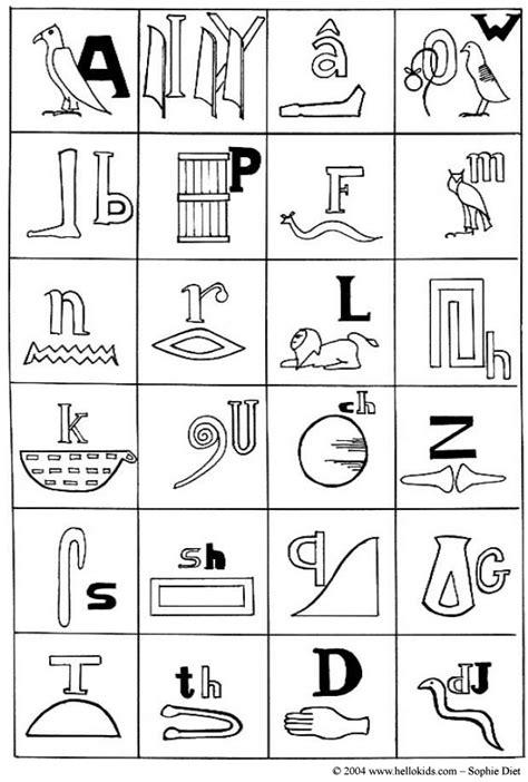 Egyptian Hieroglyphs Coloring Pages
