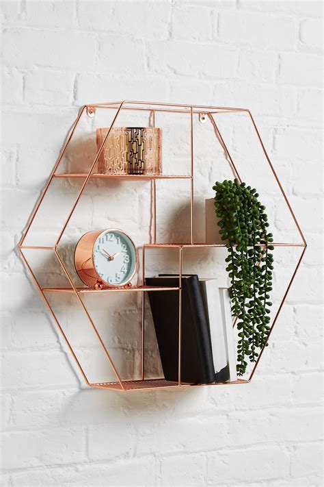 If you are looking for an easy, fun woodworking project, this is it. Rose Gold Hexagon Shelf (With images) | Hexagon shelves ...