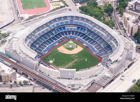 Yankee Stadium Aerial View During The Day New York Usa Stock Photo