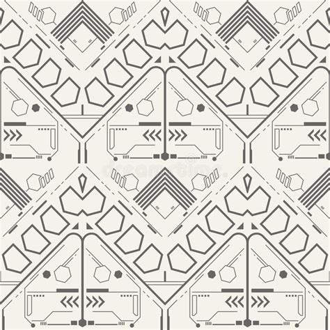 Abstract Vector Tech Line Seamless Pattern Stock Vector Illustration