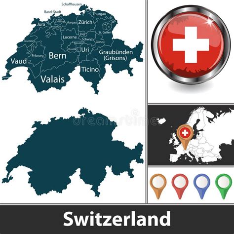 Mapa Da Suíça Ilustração Do Vetor Ilustração De Tecla 222792492