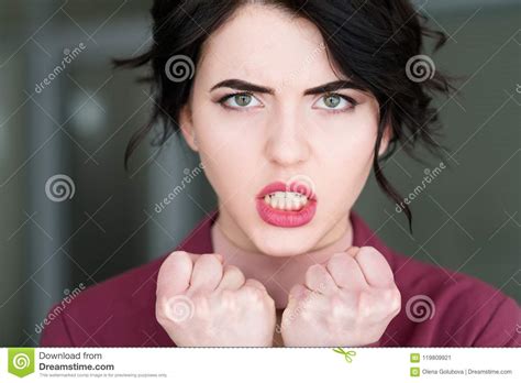Emotion Face Furious Angry Woman Rage Teeth Stock Image Image Of Business Young 119809921