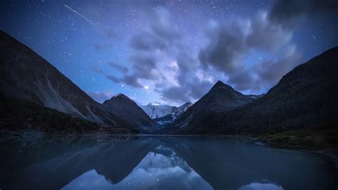 Night Mountain Lake Reflection 배경 화면 루루네 가족 이야기