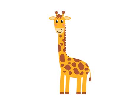 Cute Cartoon Giraffe Isolated On White Background Vec