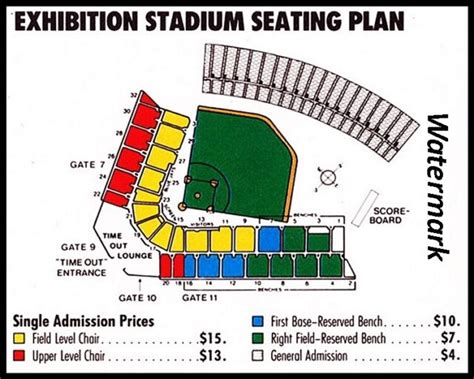 Mlb 1980s Toronto Blue Jays Seating And Price Chart Color 8 X 10 Photo