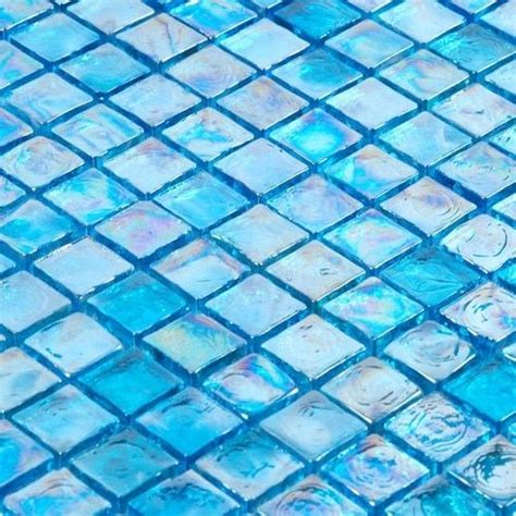 Iridescent Pool Glass Tile Pale Blue 1x1 Mineral Tiles Glass Tile