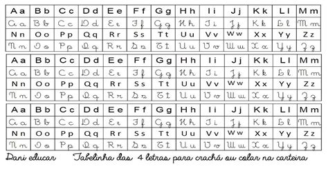 Tabela Do Alfabeto Com Tipos De Letras Para Imprimir S Escola