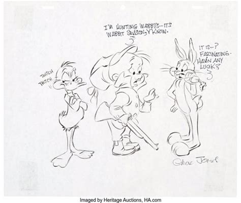 The Art Of Chuck Jones Elmer Fudd Bugs Bunny And Daffy Duck Drawing