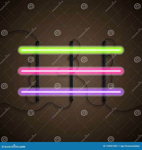 Set Of Realistic Colorful Neon Lights Neon Light Set Neon Lamps Stock