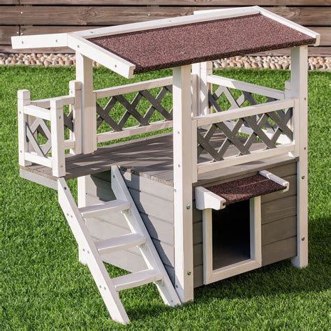 2 Story Outdoor Weatherproof Wooden Cat House By Choice Products