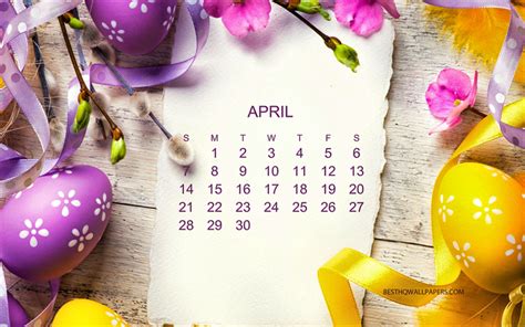 Download Wallpapers Calendar April 2019 Easter Creative Art Easter