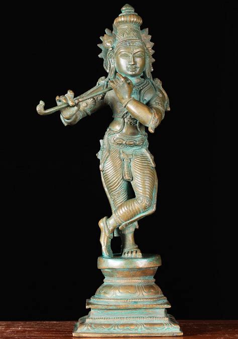 Sold Bronze Krishna Statue Playing The Flute 11 91b45 Hindu Gods