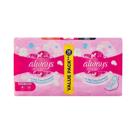 Always Airy Soft Maxi Thick Long Sanitary Pads 18 Pk Za